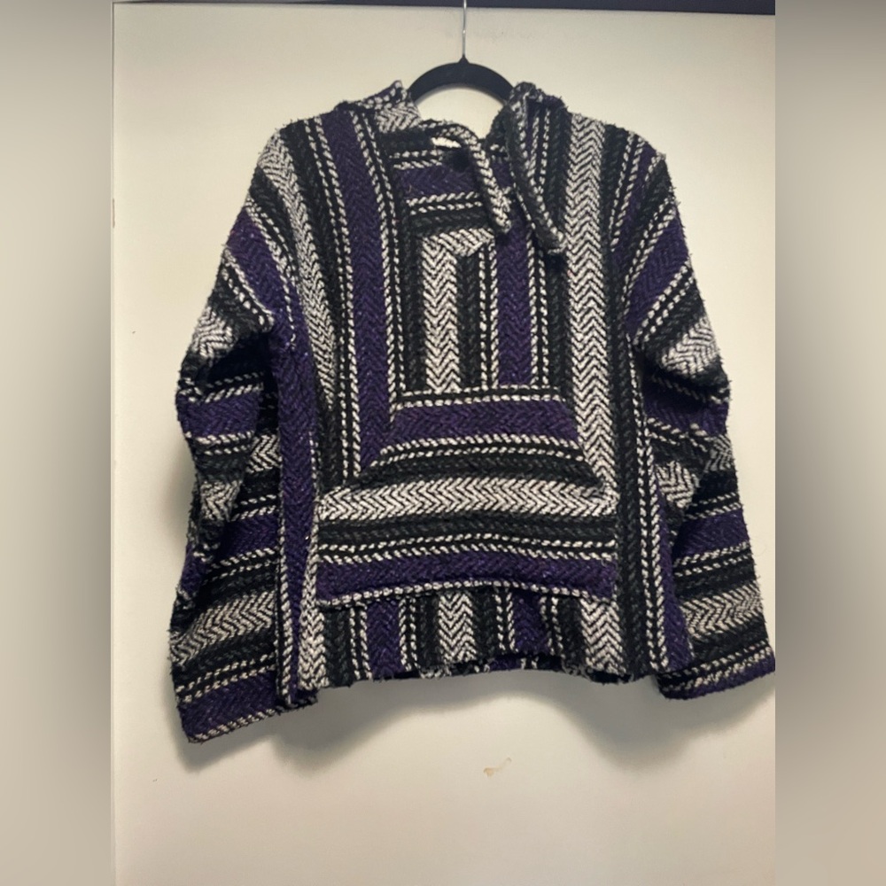 Striped Black and Purple Women's Sweater Bohemian